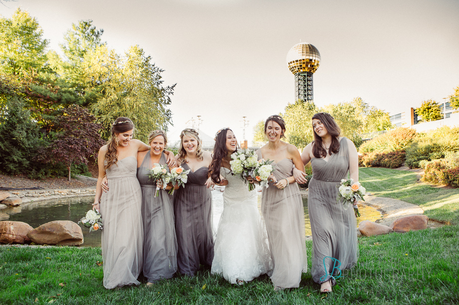 Knoxville wedding, bridesmaids, worlds fair park, sunsphere, shanell bledsoe photography, gray, jenny yoo