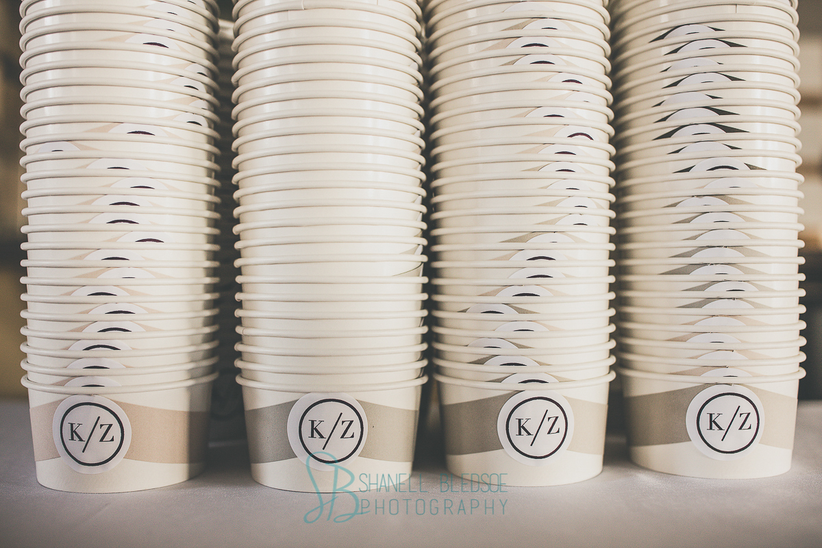 Customized monogrammed ice cream sundae cups