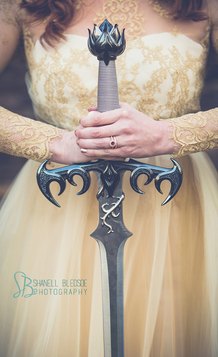 Game of Thrones inspired wedding. Sword, rose gold amethyst ring, Marchesa gown. Shanell Bledsoe Photography. Winter is coming