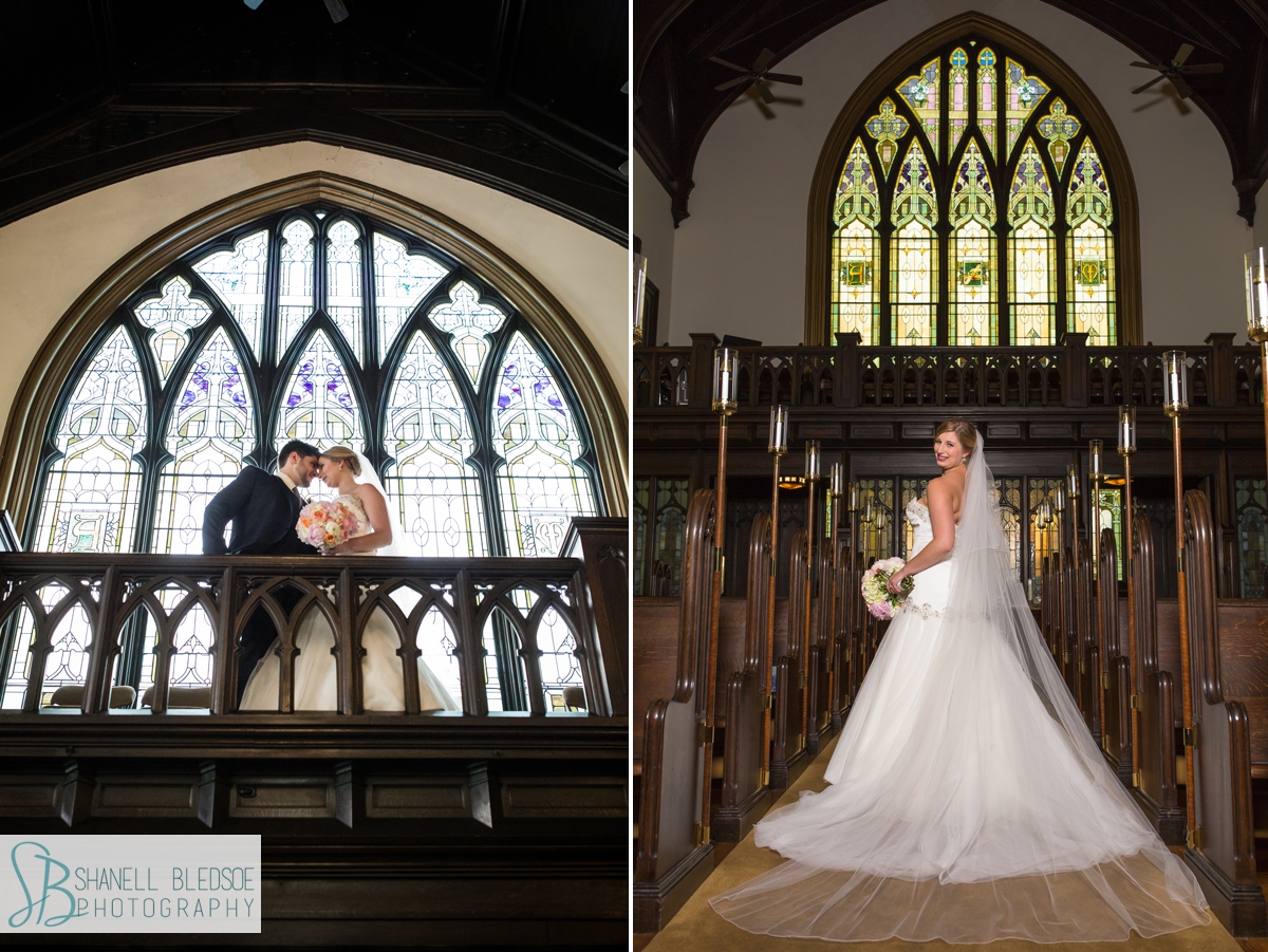 formal bride and groom photos stained glass window st john's lutheran knoxville
