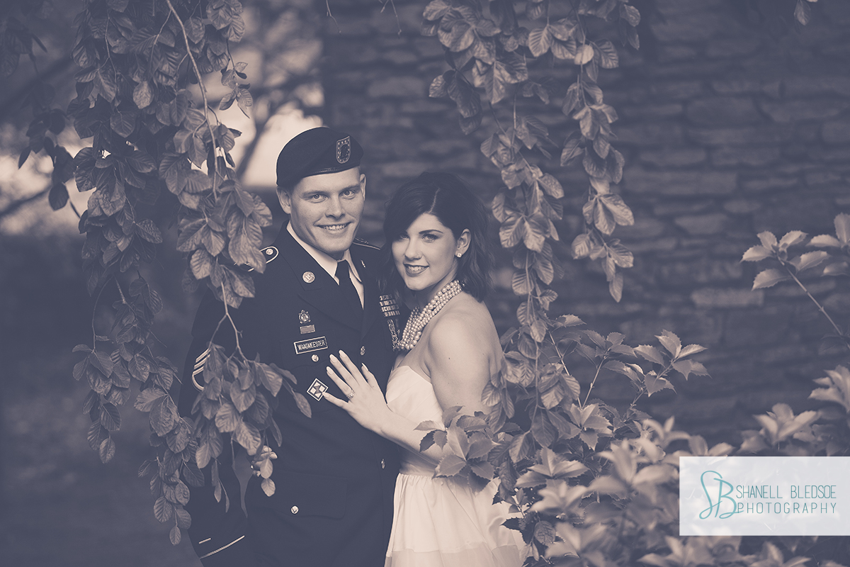 first anniversary photos in wedding dress and Army dress blues - knoxville tn
