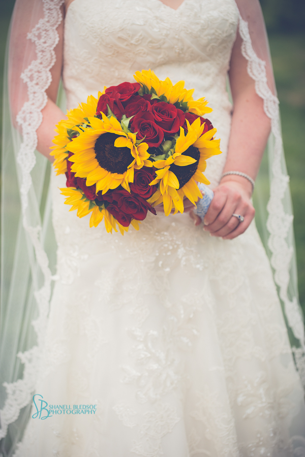 sunflower and red rose bouquet