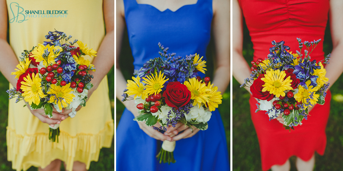 wedding-primary-colors-bridesmaids-dress-bouquet-red-yellow-blue