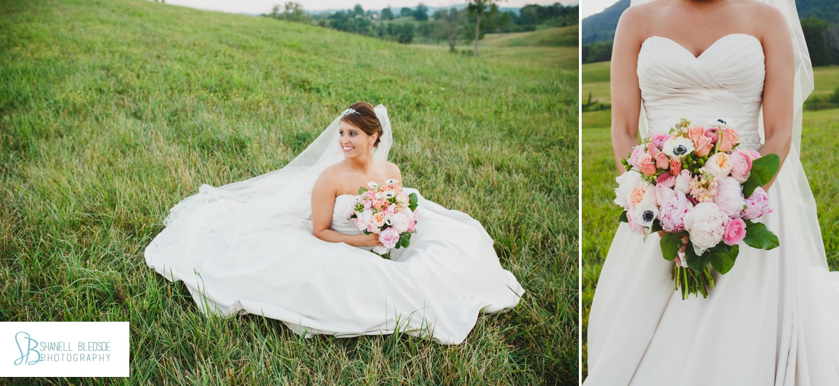 Bride in a Tennessee field, The Stables in LaFollette