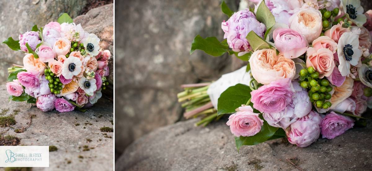 Peony and rose bridal bouquet by Samuel Franklin Florist