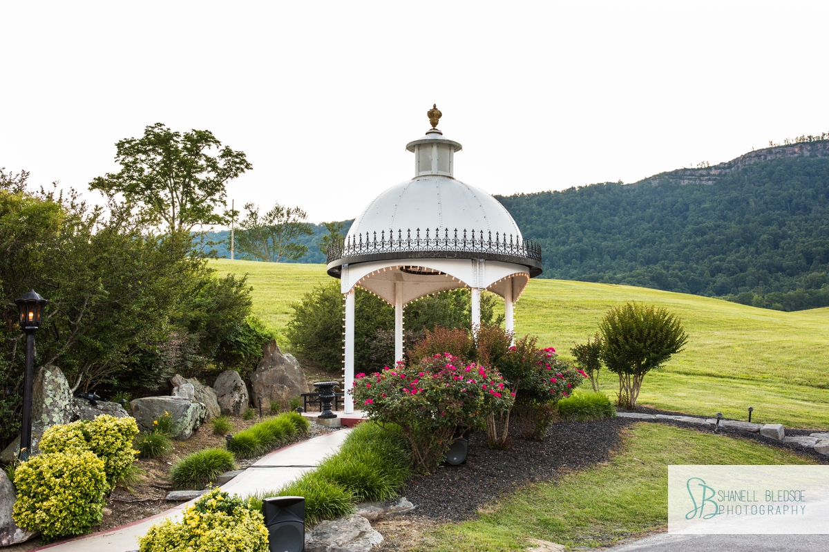 The Stables wedding venue in LaFollette, TN. Mountain fields, gazebo, waterfall