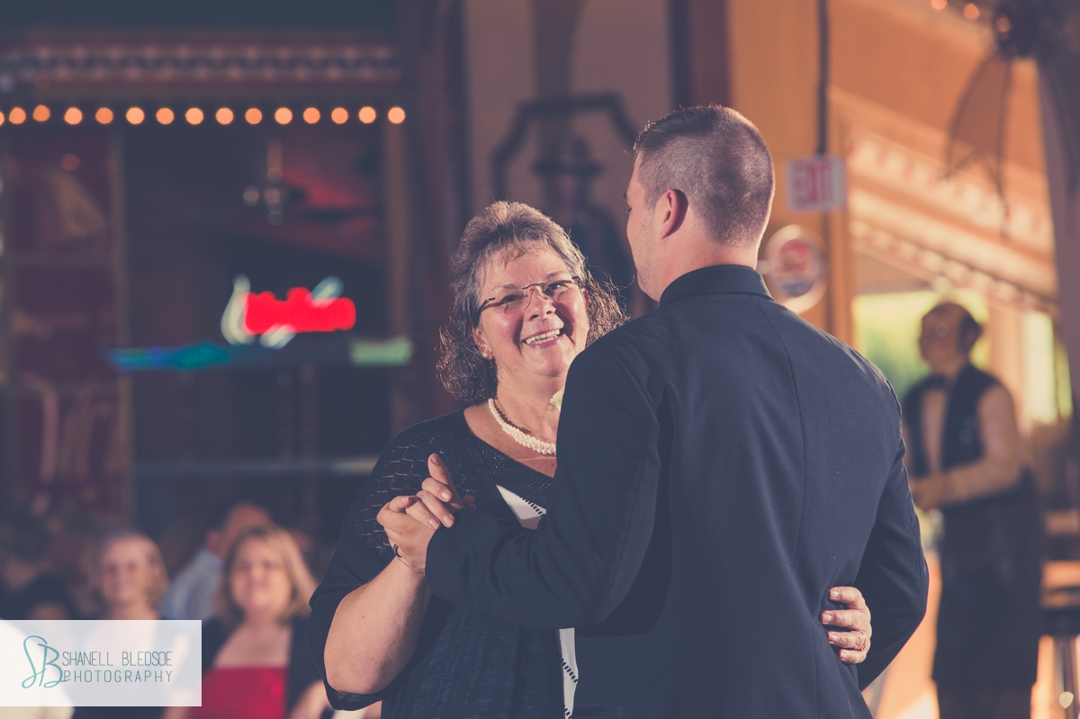 Mother and son dance at wedding reception at The Stables in LaFollette, TN