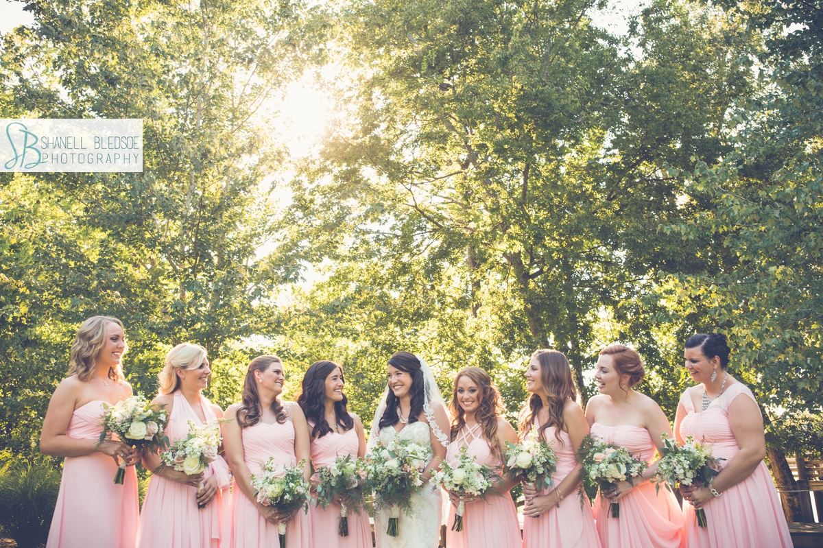Bride with bridesmaids in pink at Hunter Valley Farm