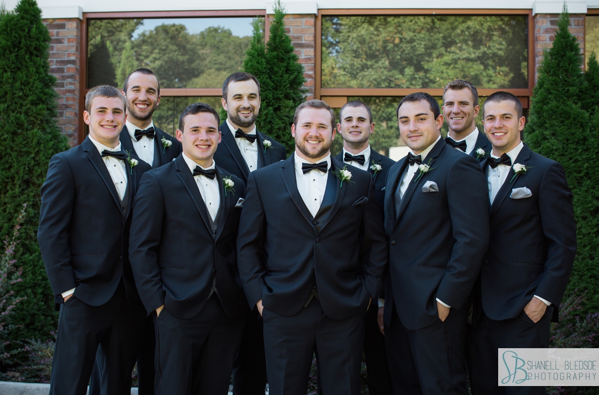 Groom with groomsmen in bow ties wedding at Hunter Valley Farm