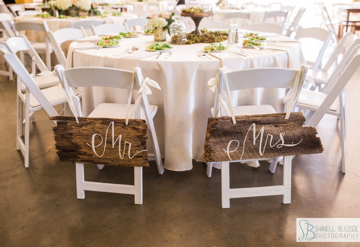 Mr and Mrs wood chair signs 