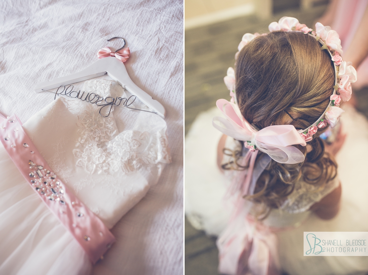 Pink and ivory flower girl dress and floral crown wedding at Hunter Valley Farm