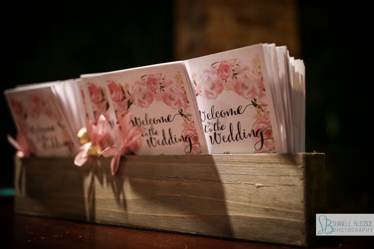 Floral wedding programs in pink