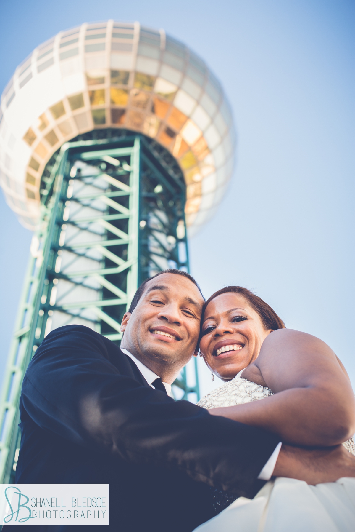 bride and groom Wedding at Sunsphere in Knoxville, TN