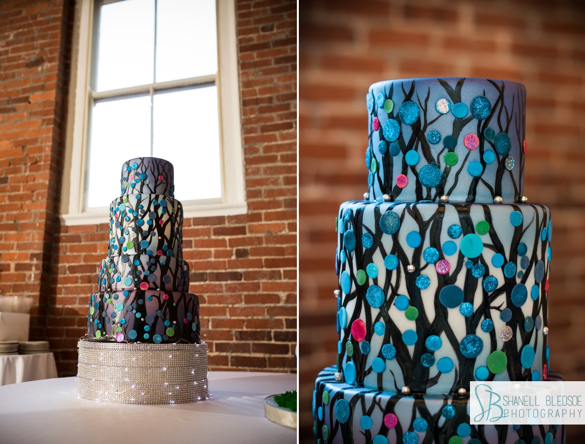 Wedding reception at the southern depot, Magpies hand painted cake