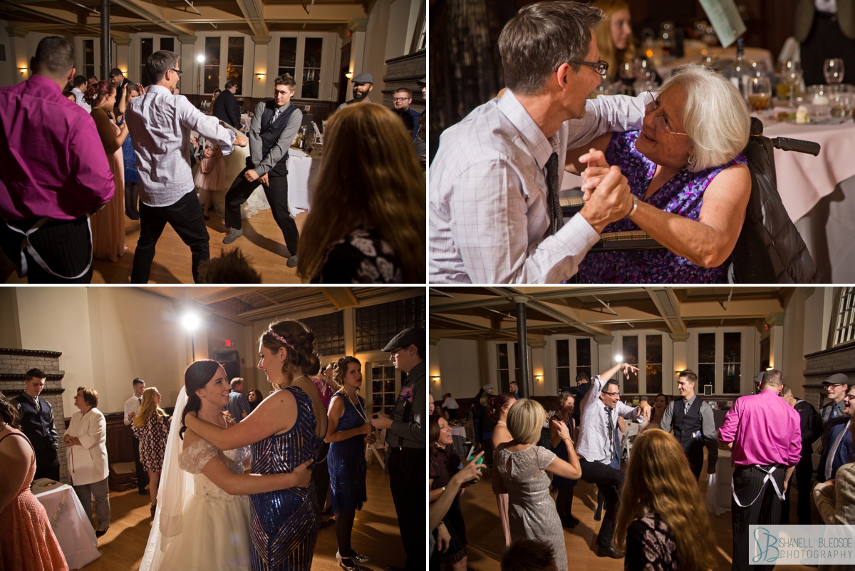 wedding reception dancing at historic southern railway station