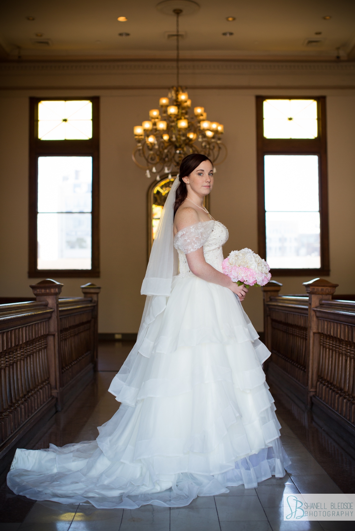 bride portrait at historic southern railway station in Knoxville