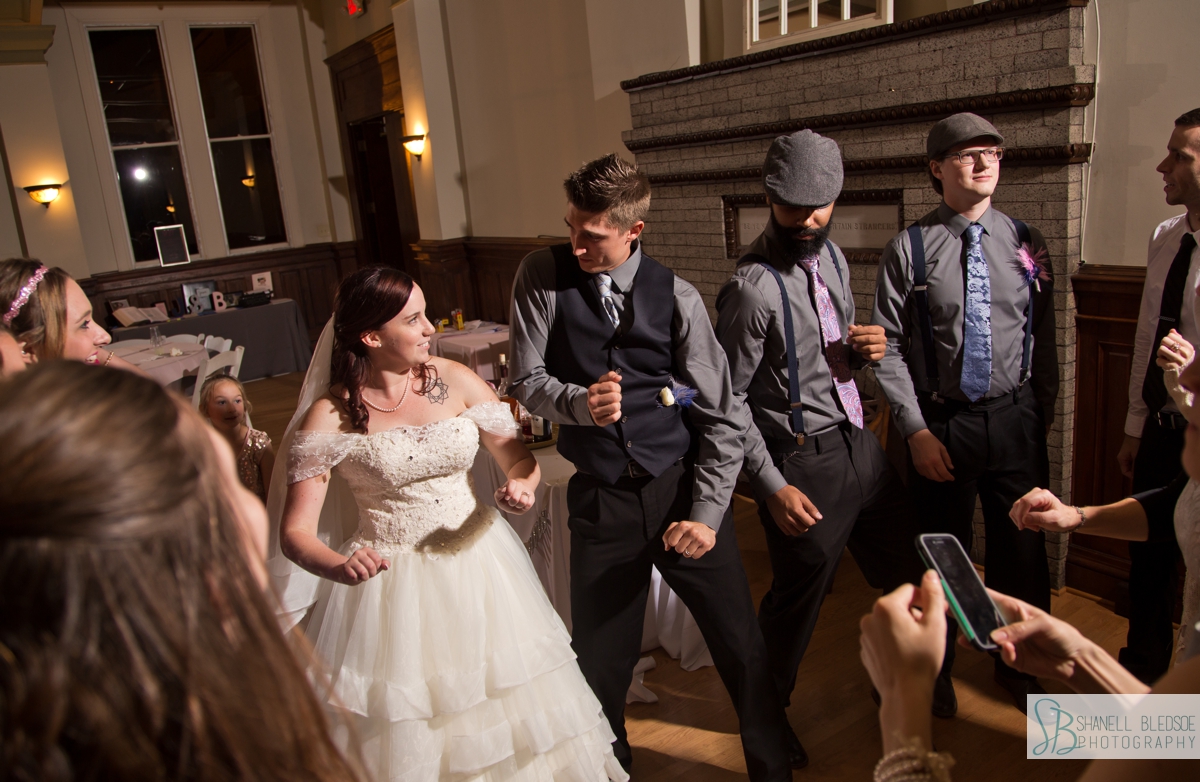 wedding reception dancing at historic southern railway station