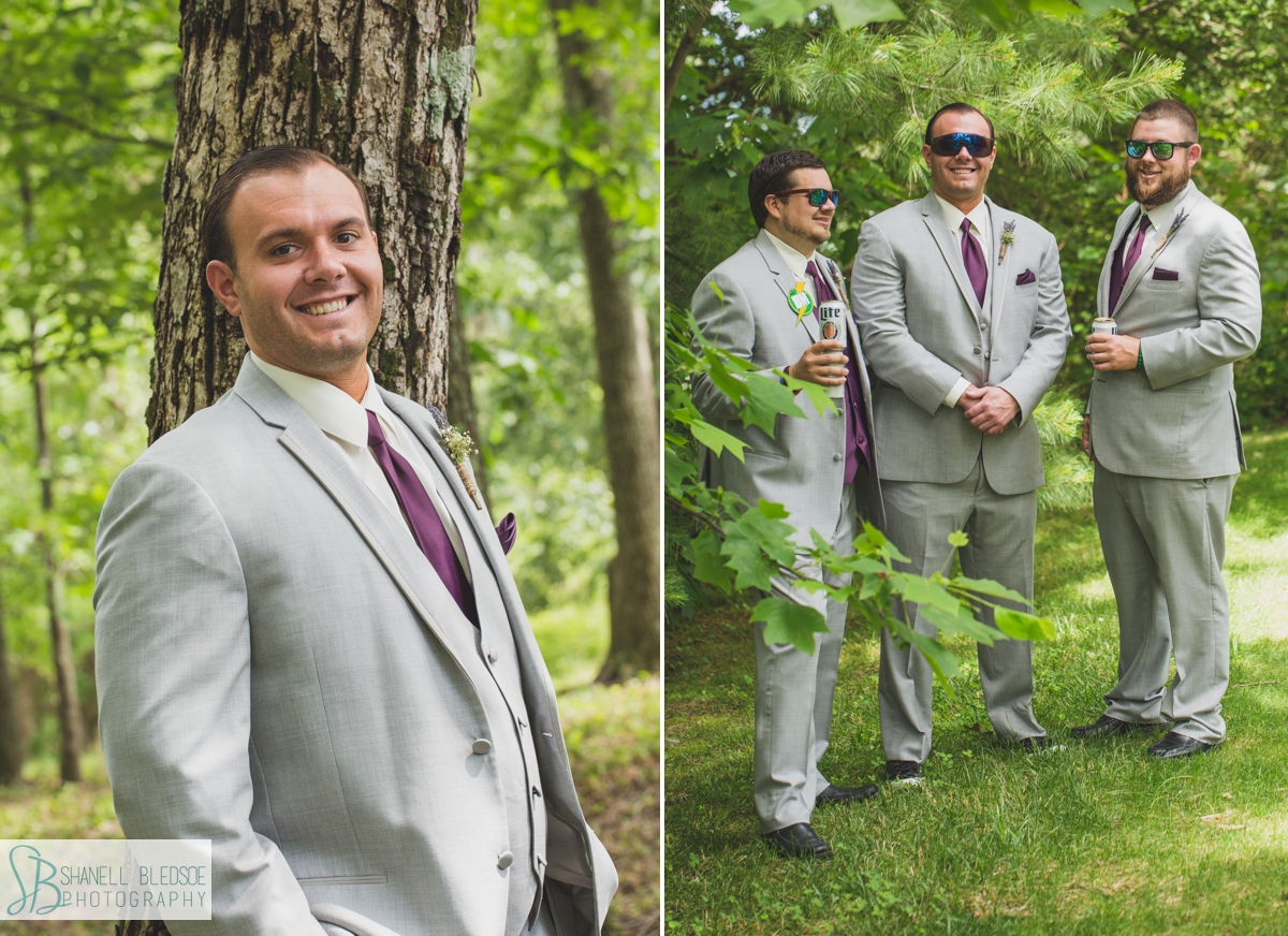 plum purple and gray tuxedoes at grandview wedding