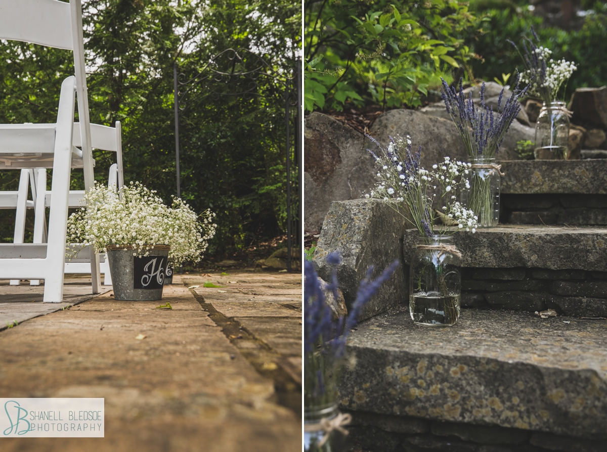 Courtyard wedding at Grandview in Chattanooga Lookout Mountain lavender and baby's breat