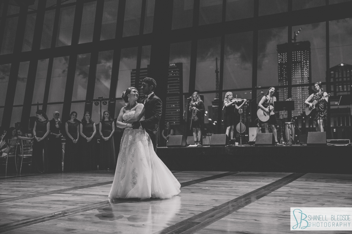 first dance as husband and wife at country music hall of fame wedding reception