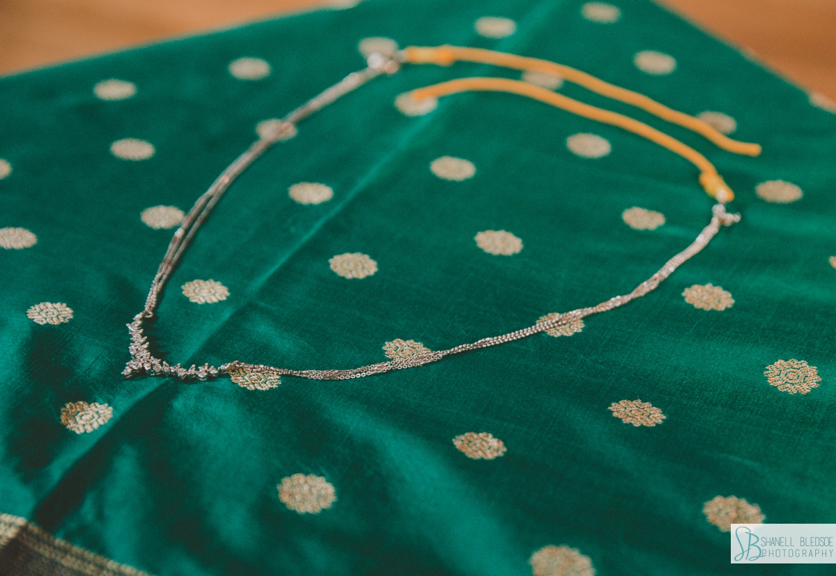 thalia necklace on grandmother's sari nashville indian wedding