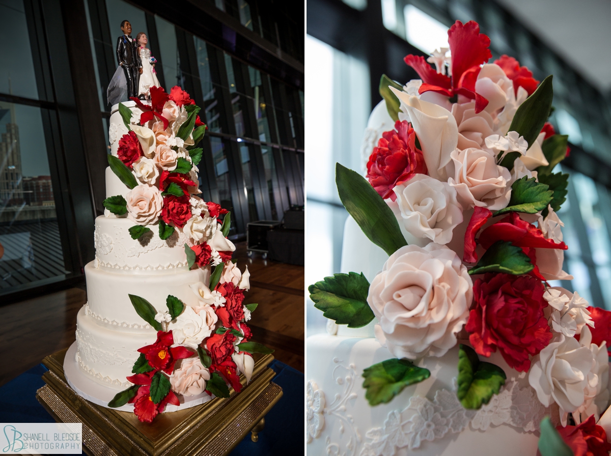 sugar paste art flowers wedding cake by Signature Cakes by Vicki Nashville