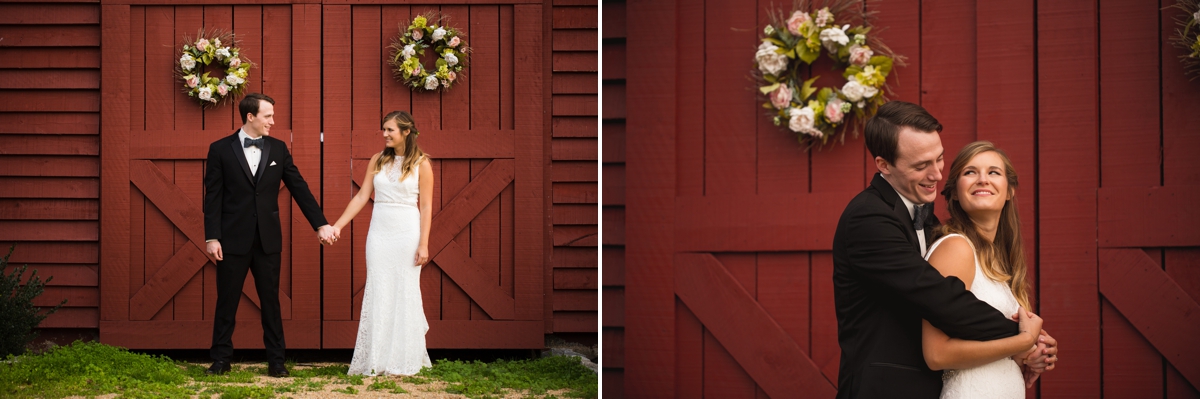 Hollyfield Manor bride and groom red barn