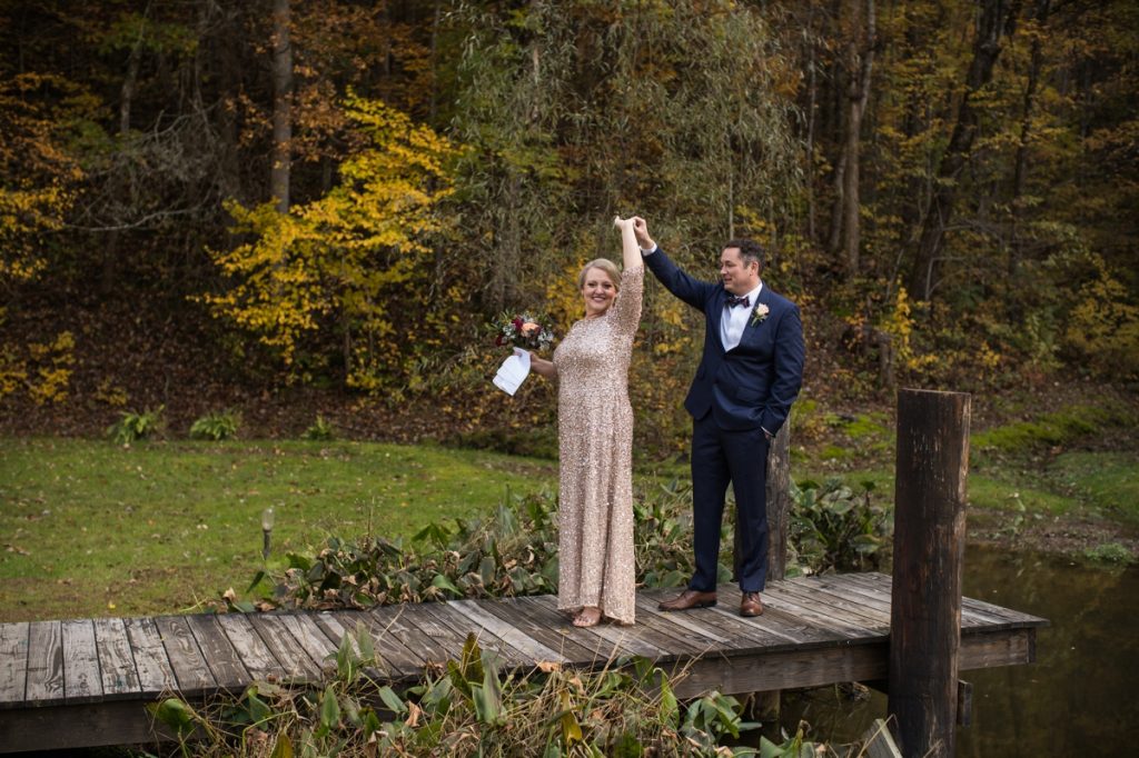 dock wedding beside Sevier County pond