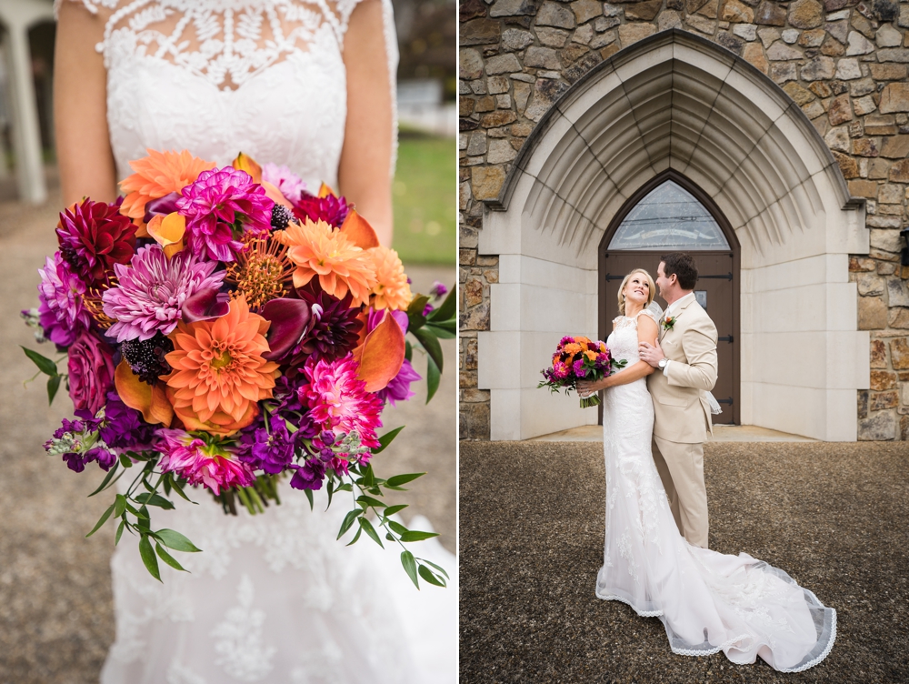 fall wedding at First United Methodist Church in Sevierville, TN