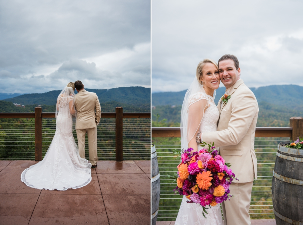 bride and groom at The Magnolia venue in Pigeon Forge
