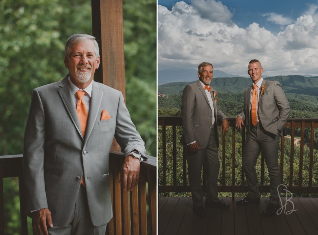gray and orange wedding suits