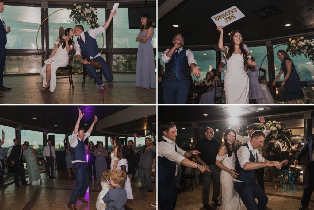 guests dance at wedding inside Sunsphere Knoxville