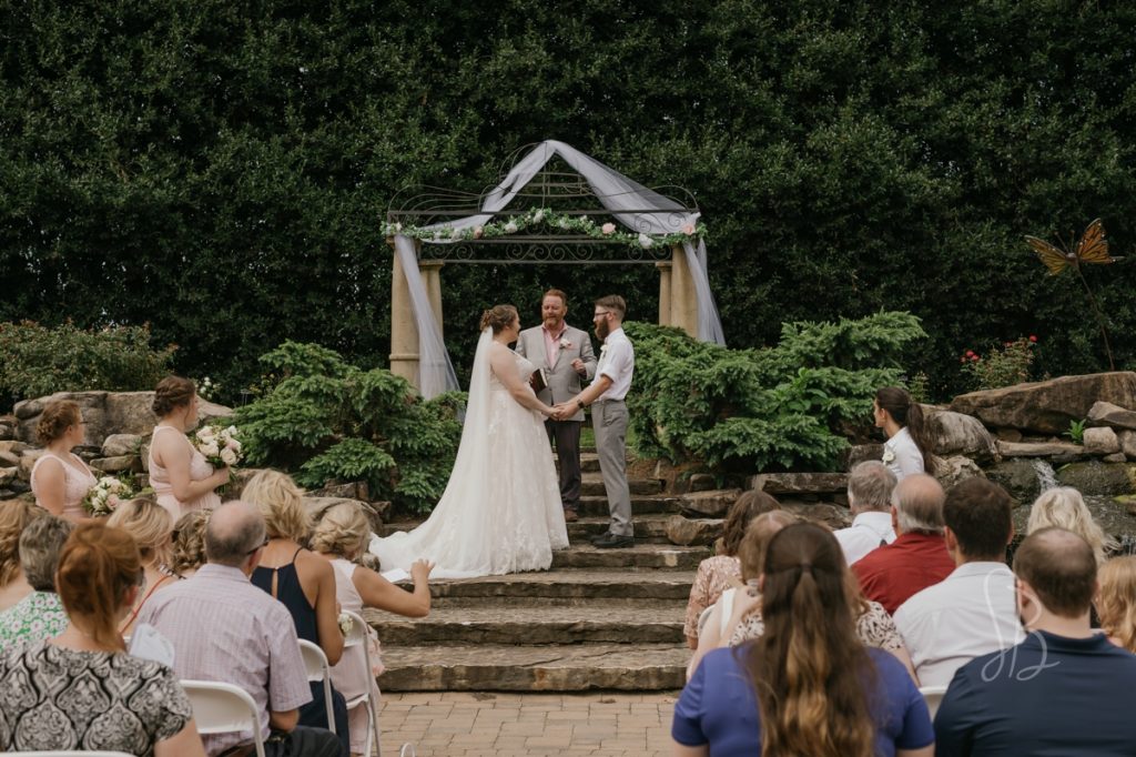 Wedding ceremony at Beall Rose Garden UT Gardens Knoxville