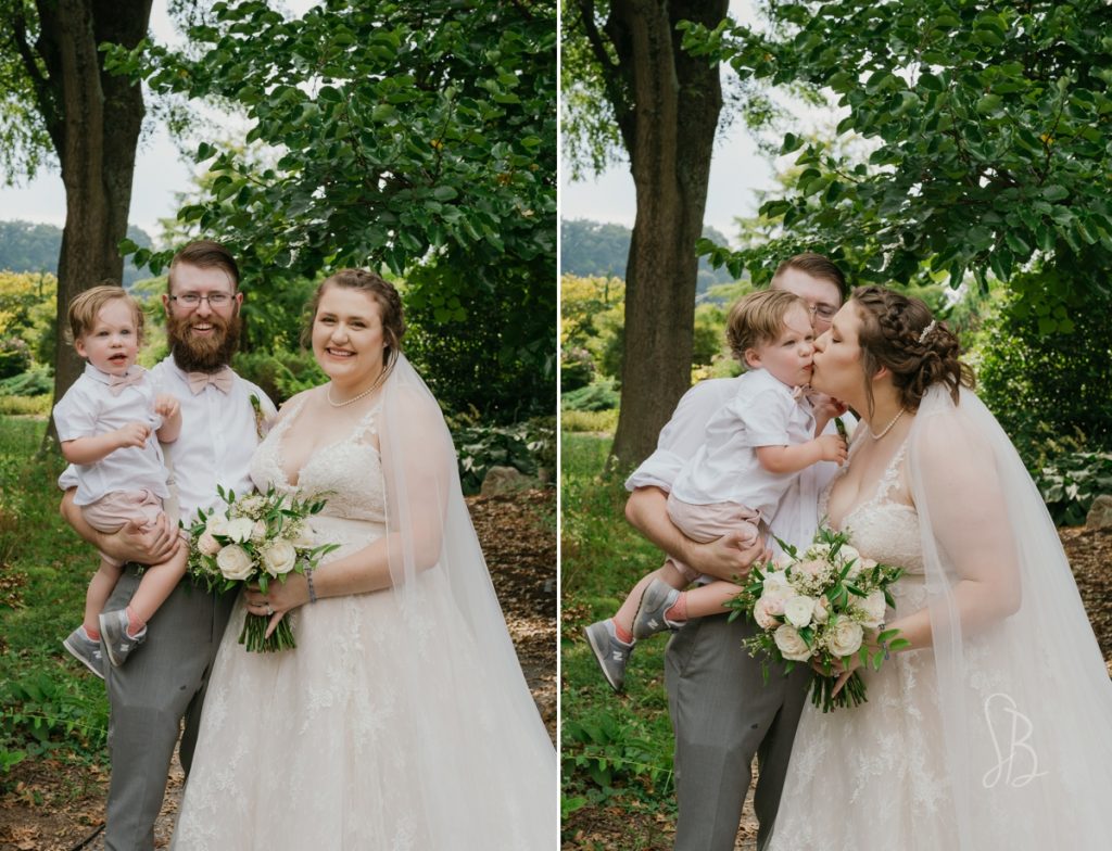 bride groom and baby photos at UT Gardens Knoxville