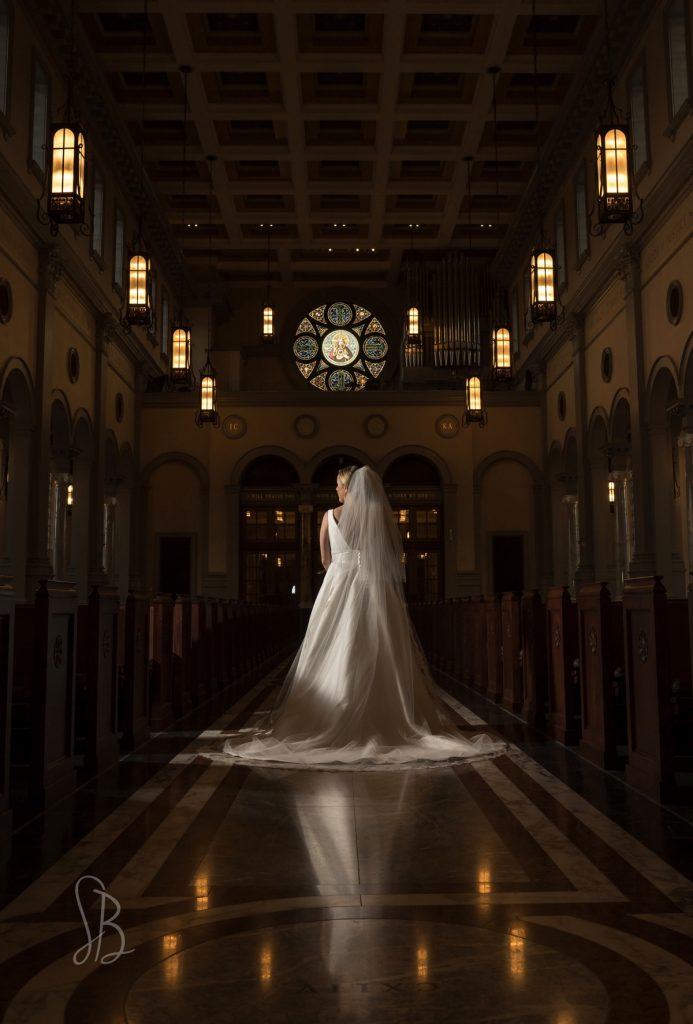 bridal portrait in Knoxville cathedral 