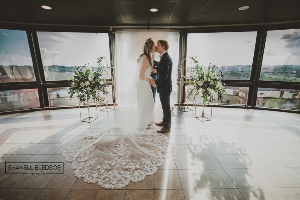 wedding ceremony inside the Sunsphere Knoxville