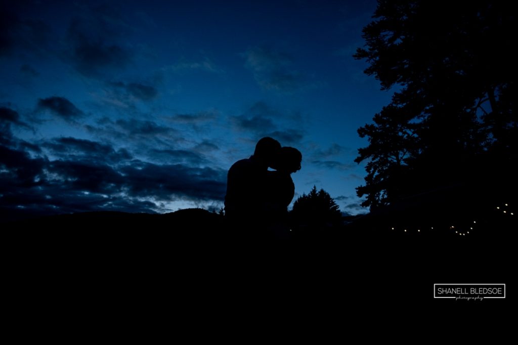 bride and groom silhouette at sunset in Walland TN