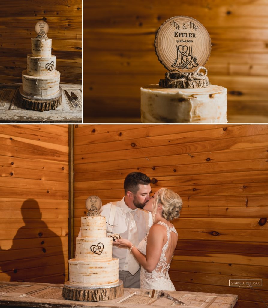 wood stump wedding cake