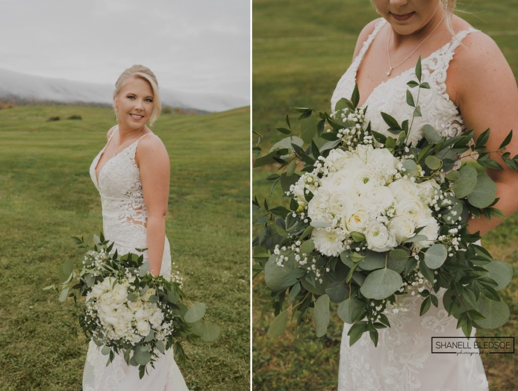 foggy bridal portrait wedding at the stables in lafollette tn