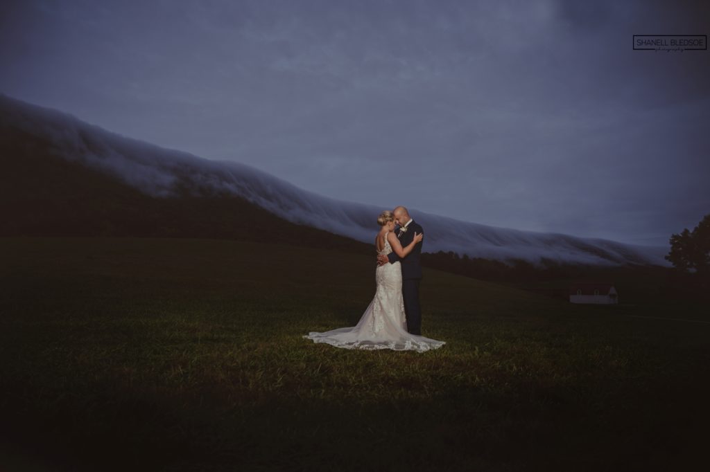 foggy mountain wedding portrait in east Tennessee