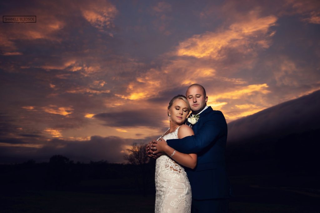 Sunset wedding photo in east Tennessee