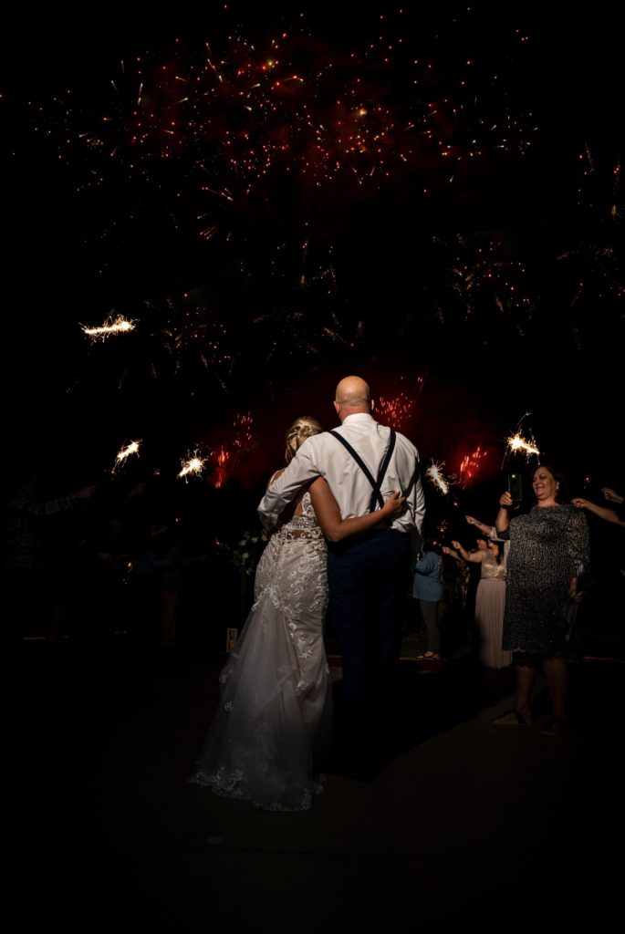 wedding fireworks exit at The Stables venue