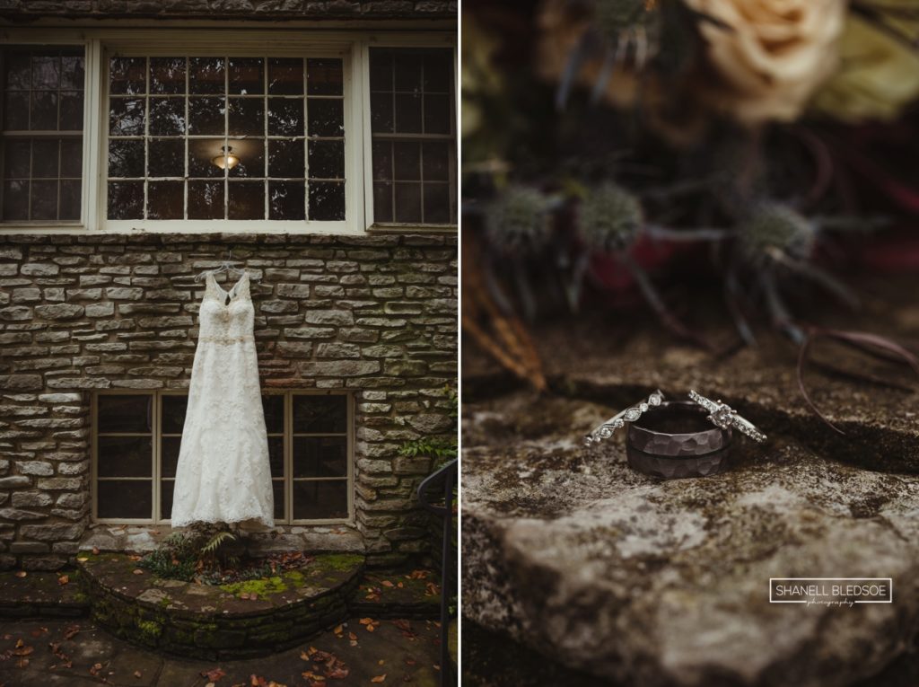 moody fall wedding details at Knoxville Botanical Gardens