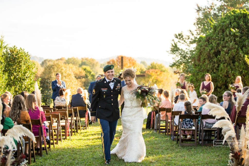 outdoor wedding in fall at Knoxville Botanical Gardens