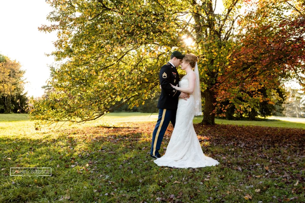 outdoor military wedding at Knoxville Botanical Gardens