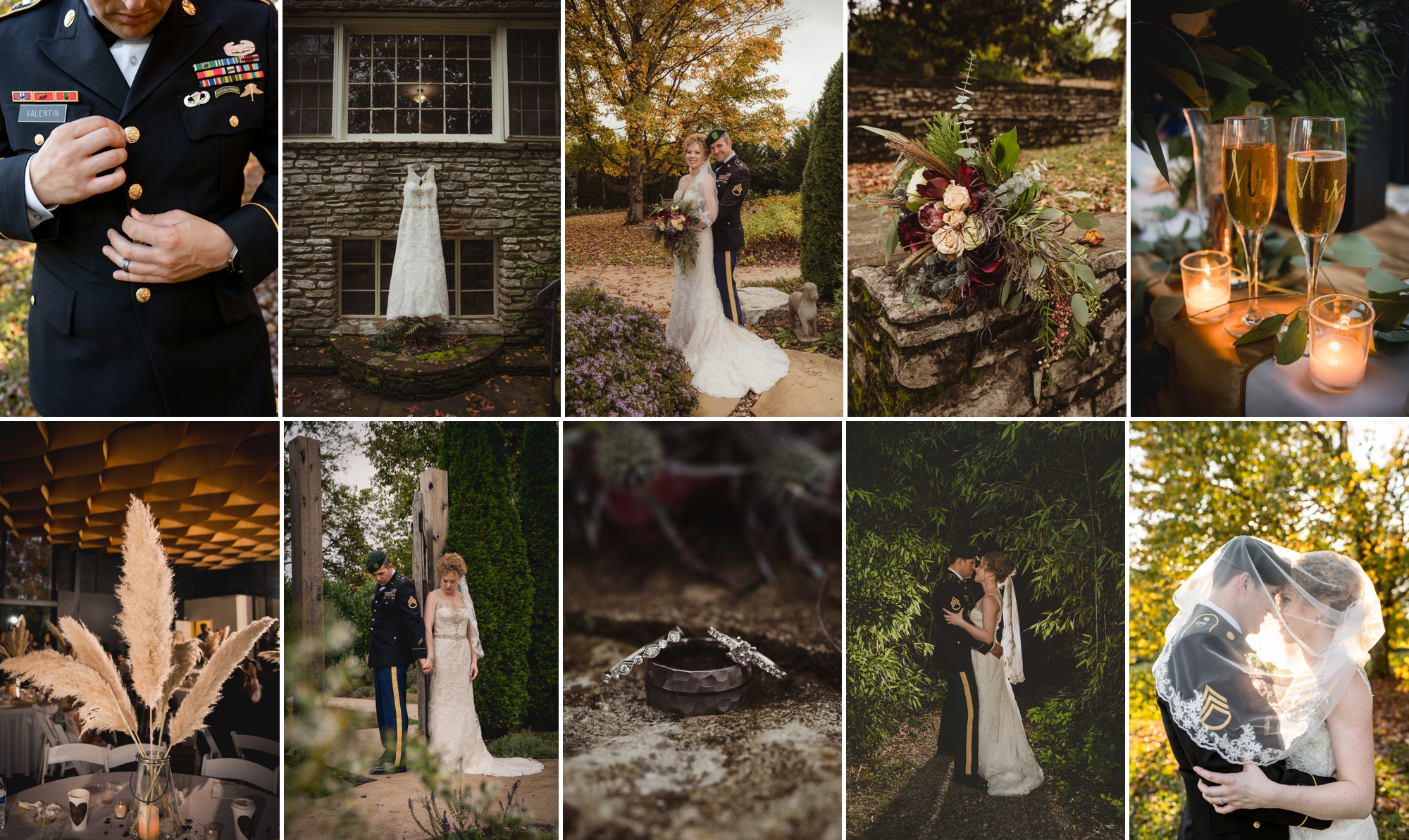 moody fall wedding at Knoxville Botanical Gardens