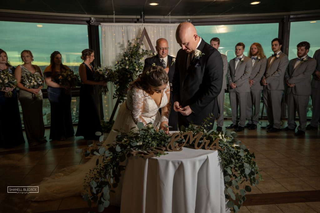 Wedding ceremony inside the Sunsphere in Knoxville Tennessee