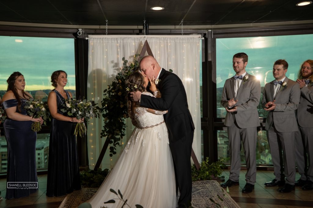 Wedding ceremony inside the Sunsphere in Knoxville Tennessee
