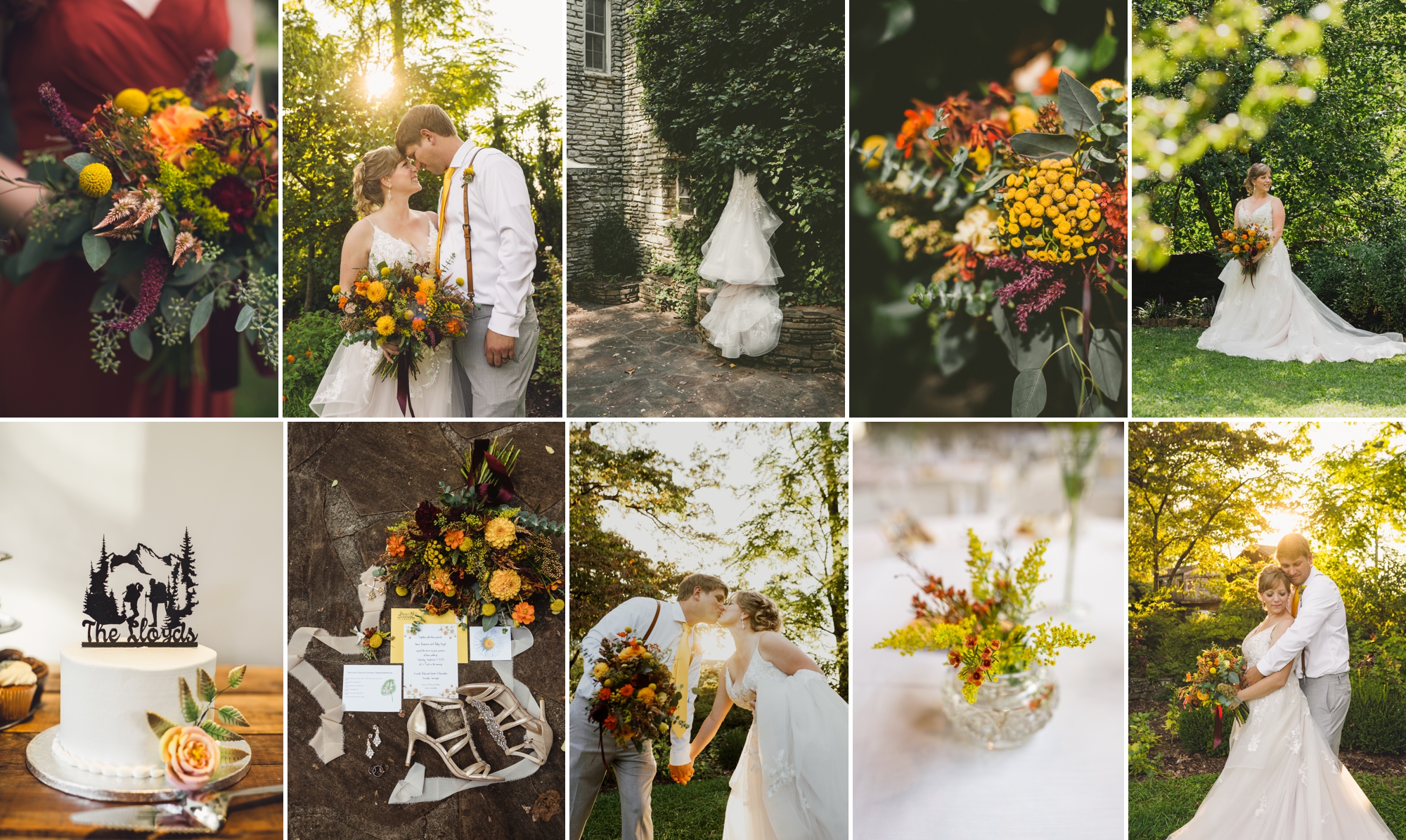 fall wedding photos at Knoxville Botanical Gardens