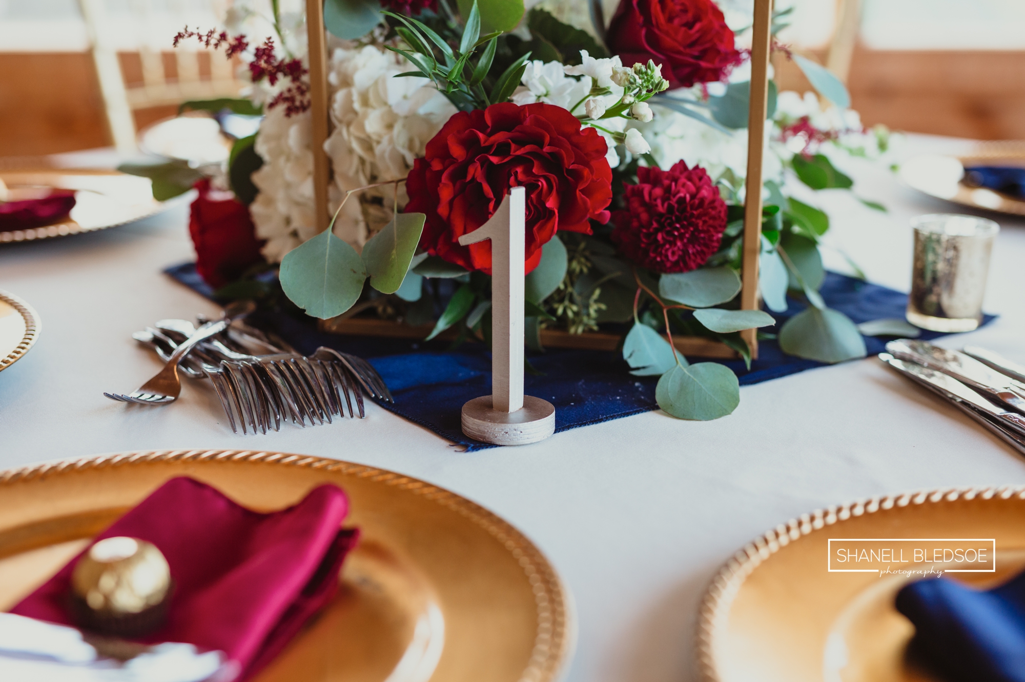 winter wedding reception tables